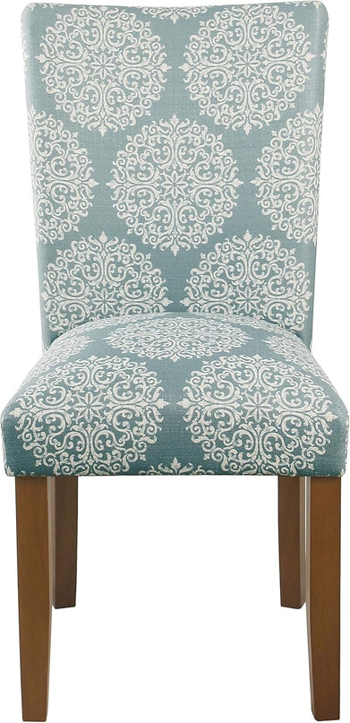 HomePop Parsons Classic Upholstered Accent Dining Chair,Set of 2, Blue and Cream Medallion - LeafyLoom