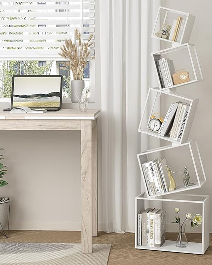 Bookshelf, Book Shelf, 5 Tier Bookshelf, White Bookshelf, 67'' Tall, Modern Bookshelf for Books/CDs/Home Decor - LeafyLoom