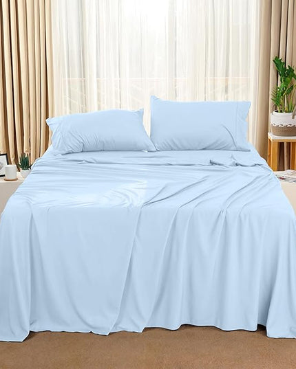 Utopia Bedding King Bed Sheets Set - 4 Piece Bedding - Brushed Microfiber - Shrinkage and Fade Resistant - Easy Care (King, Ice Blue) - LeafyLoom