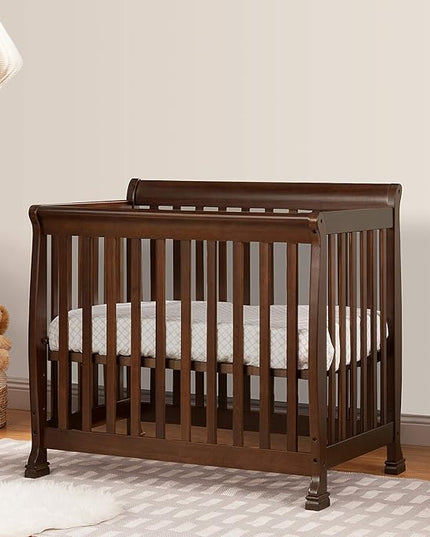 DaVinci Kalani 4-in-1 Convertible Mini Crib in Espresso | Greenguard Gold Certified - LeafyLoom
