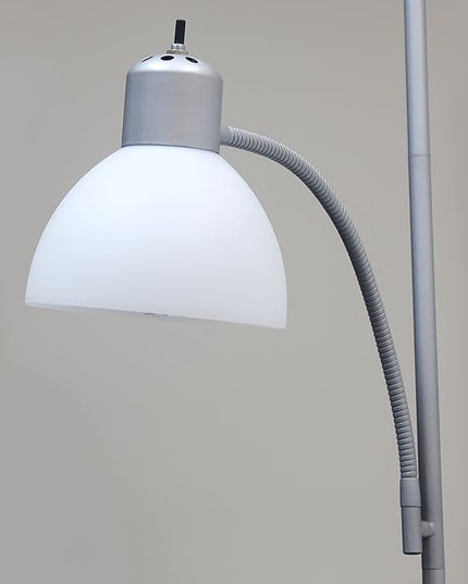 Simple Designs LF2000-SLV Mother-Daughter Floor Lamp with Reading Light, Silver - LeafyLoom