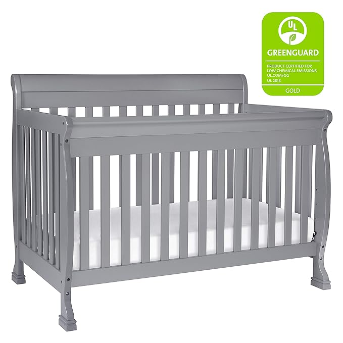 DaVinci Kalani 4-in-1 Convertible Crib in Grey, Greenguard Gold Certified - LeafyLoom