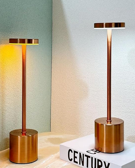 2 Pack Cordless Table Lamp Rechargeable 5000mAh Battery Operated Portable LED Desk Lamp 3 Color Temperature Stepless Dimming for Bedroom Restaurant Coffee Shop Party (Rose Gold) - LeafyLoom