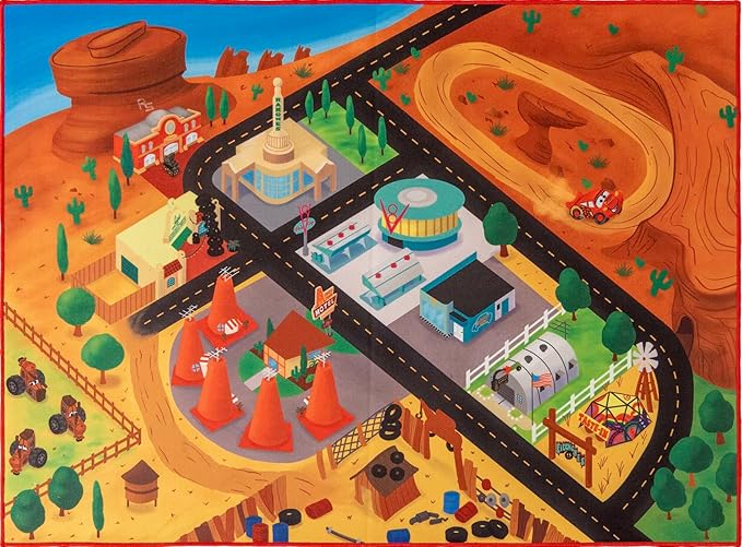 Gertmenian Disney Pixar Cars Interactive Rug Set Includes 3x Cars feat. Lightning McQueen, Mater, and Cruz Suitable for Classroom, Nursery, Bedroom, or Play Area 40x54in Medium, 32501 - LeafyLoom