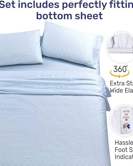 CALIFORNIA DESIGN DEN 5-Star Hotel 600 Thread Count 100% Cotton Sheets Set, Soft & Smooth Queen Sheet Set with Deep Pockets, Quality Beats Egyptian Cotton Claims (Urban Hex Blue) - LeafyLoom