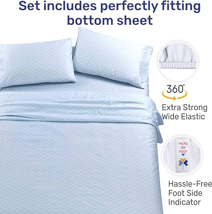 CALIFORNIA DESIGN DEN 5-Star Hotel 600 Thread Count 100% Cotton Sheets Set, Soft & Smooth Queen Sheet Set with Deep Pockets, Quality Beats Egyptian Cotton Claims (Urban Hex Blue) - LeafyLoom
