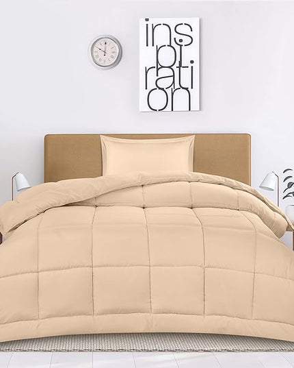 Utopia Bedding Twin Comforter Set Kids with 1 Pillow Sham, Bedding Comforter Sets, Down Alternative Beige Comforter, Soft and Comfortable, Machine Washable - LeafyLoom