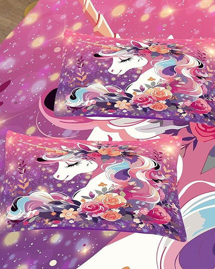 Tailor Shop Unicorn Bedding Twin Size 5 Pieces Unicorn Comforter Bed in a Bag for Girls/Kids Pink Comforter Set for Kids Girls Unicorn Sheets Room Decor… - LeafyLoom
