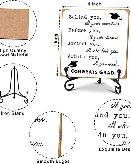 Graduation Gifts for Her Him, Inspirational Desk Decor Wood Plaque with Stand, Congrats Grad Gift for Senior College Graduated Women Girl-A31 - LeafyLoom