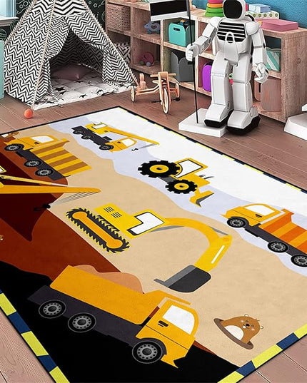 Construction Rugs for Boys Room Car Rug for Boys Room Car Rug Play Mat Kids Rugs for Playroom Car Play Mat Car Rugs for Kids Construction Decor for Boys Room 5'×7' - LeafyLoom