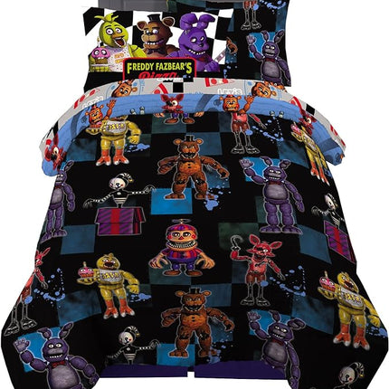 Franco Kids Bedding Super Soft Comforter and Sheet Set with Sham, 5 Piece Twin Size, Five Nights At Freddy's - LeafyLoom