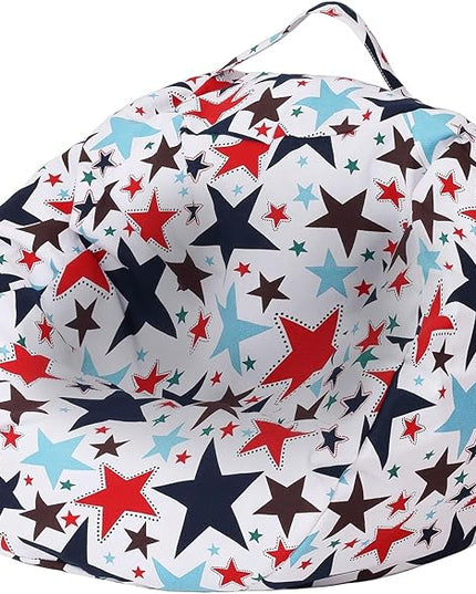 Colorful House Stuffed Animal Storage Bean Bag Chair Cover for Kids Stuffable Zipper Beanbag for Organizing Children Toys Large Canvas(26'',Star) - LeafyLoom