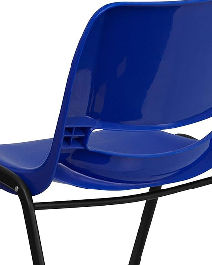 Flash Furniture HERCULES Series 661 lb. Capacity Navy Ergonomic Shell Stack Chair with Black Frame and 16'' Seat Height - LeafyLoom