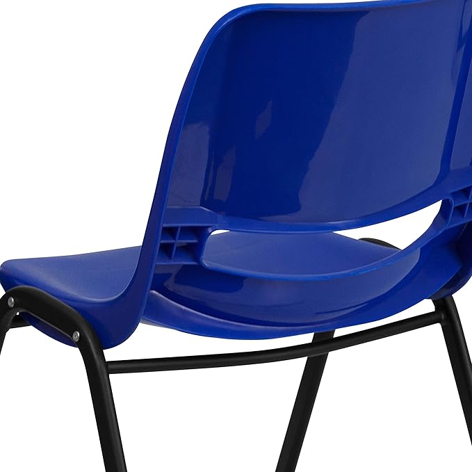 Flash Furniture HERCULES Series 661 lb. Capacity Navy Ergonomic Shell Stack Chair with Black Frame and 16'' Seat Height - LeafyLoom