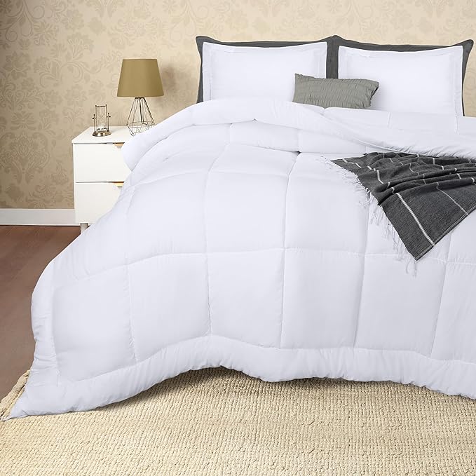 Utopia Bedding King Size Comforter Set with 2 Pillow Shams, Bedding Comforter Sets, Down Alternative White Comforter, Soft and Comfortable, Machine Washable - LeafyLoom