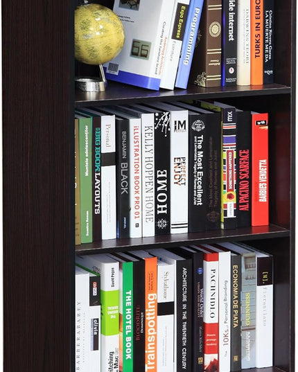 Furinno Basic 3-Tier Bookcase Storage Shelves, Dark Walnut - LeafyLoom