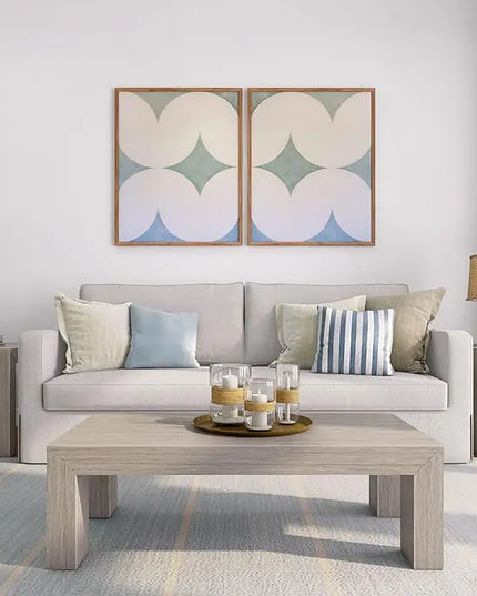 Plank+Beam Modern Rectangular Coffee Table, Solid Wood, 48 Inch, Medium Sized Coffee Table, Center Tables for Small Spaces, Living Space Medium Tea Table, Seashell Wirebrush - LeafyLoom
