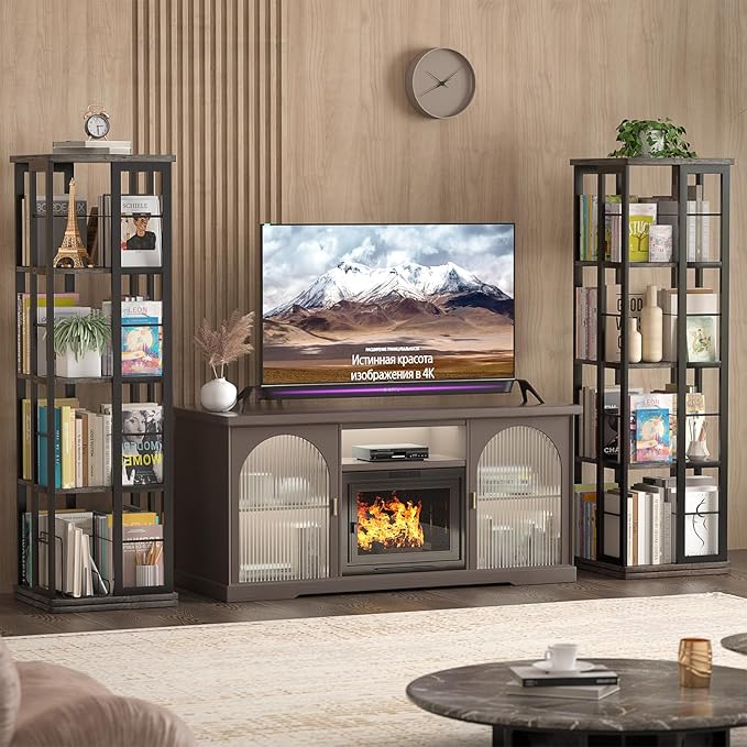 Aheaplus Rotating Bookshelf, Corner Bookshelf, 360 Display Wood Spinning Bookshelf, Floor Standing Bookcase Narrow Shelf Revolving Organizer Storage Rack for Small Space, Bedroom, Study Room, Grey Oak - LeafyLoom