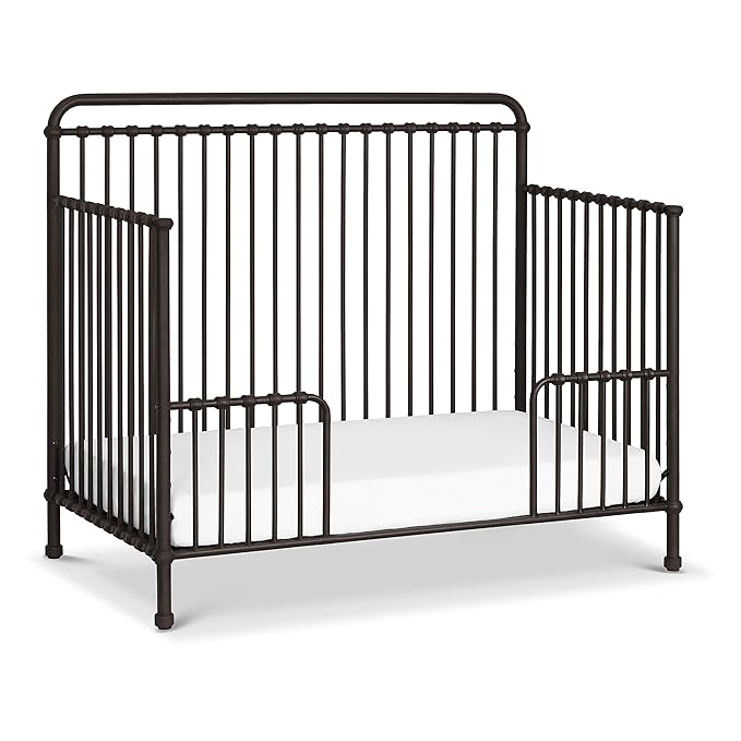 Namesake Winston 4-in-1 Convertible Metal Crib in Vintage Iron, Greenguard Gold Certified - LeafyLoom