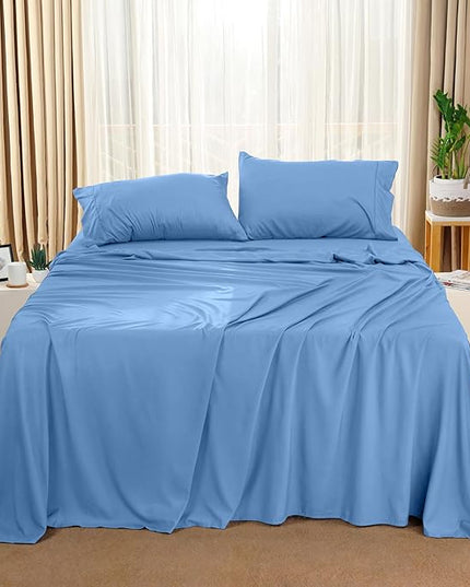 Utopia Bedding Queen Bed Sheets Set - 4 Piece Bedding - Brushed Microfiber - Shrinkage and Fade Resistant - Easy Care (Queen, Dutch Blue) - LeafyLoom