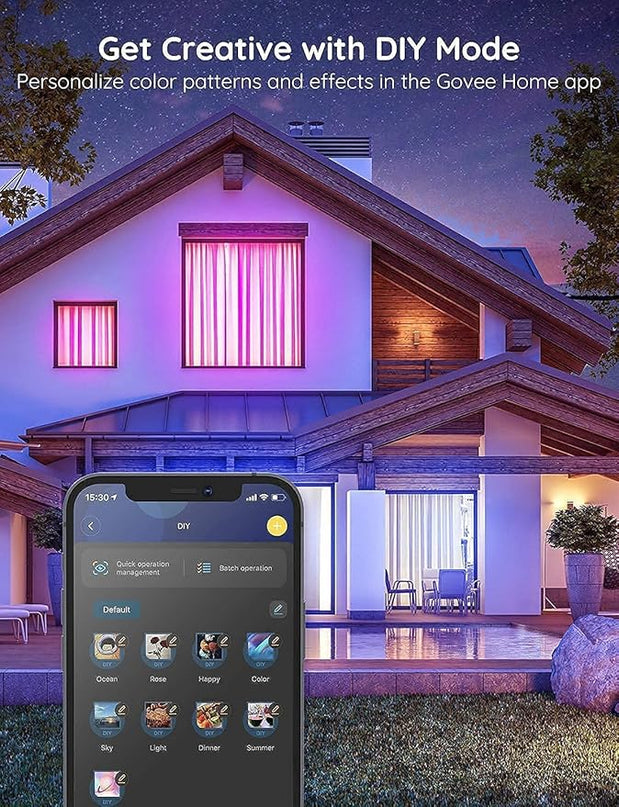 Govee LED Strip Lights 100ft, LED Lights for Bedroom, WiFi RGB LED Lights Work with Alexa and Google Assistant, 64 Modes and Music Sync, Strip Lights for Indoor, Home Decor, 2 Rolls of 50ft Govee