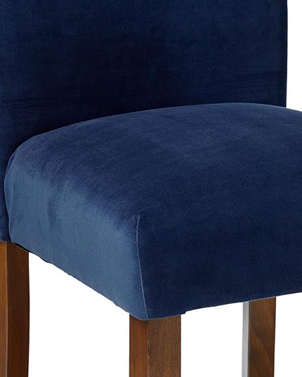 HomePop Parsons Classic Upholstered Accent Dining Chair, Set of 2, Navy Velvet - LeafyLoom