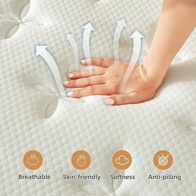 Full Size Mattress, 12 Inch Mattress Full with Pocket Spring and Memory Foam for Pressure Relief, Motion Isolation, Edge Support, Medium Firm Mattress in a Box, CertiPUR-US, White - LeafyLoom