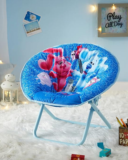 Nickelodeon Blues Clues Toddler 19” Folding Saucer Chair with Cushion, Ages 3+, Polyester - LeafyLoom