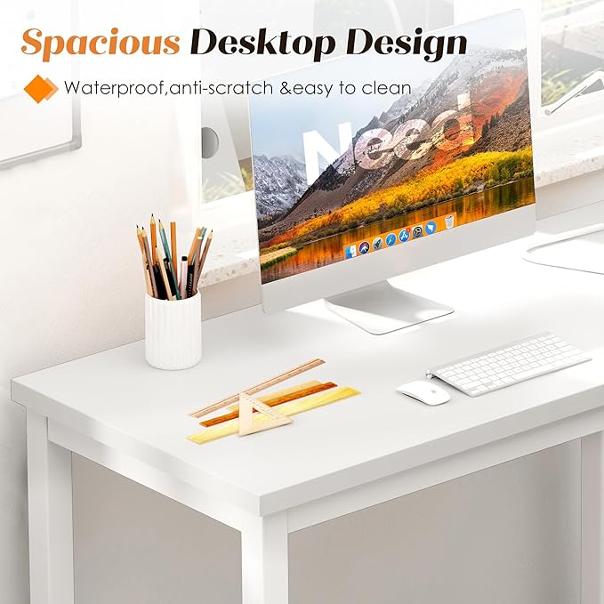 Need Small Computer Desk - 39 3/8'' Inches Heavy Duty Writing Desks, Simple Laptop Corner Table for Home Office,Dormitory AC3DW10060 - LeafyLoom