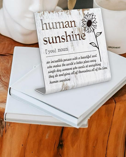 Human Sunshine Definition Desk Signs Funny Appreciation Gifts for Women Thank You Gift for Friends Teacher Coworker Doctor Nurse Gift for Mom Aunt Sister Sunshine Party Decorations XLK11 - LeafyLoom