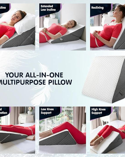 Adjustable Bed Wedge Pillow for Sleep Apnea, Gerd, Acid Reflux, Post Surgery, Heartburn - Foam Wedge Pillow for Back Pain Relief, Sleep Apnea Pillow Wedge or Bed Wedge Pillow for Sleeping for Seniors - LeafyLoom