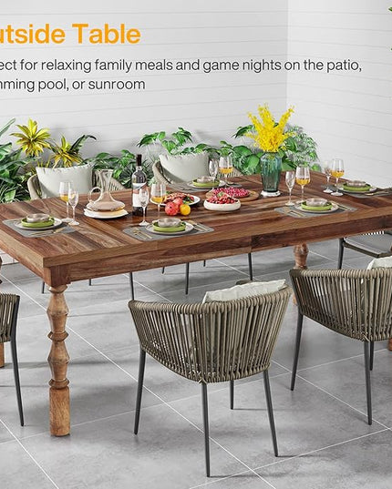 Tribesigns 62” Wood Dining Table for 4-6 People, Farmhouse Large Rectangle Kitchen Table, Dinner Table Kitchen & Dining Room Furniture with Carved Turned Legs - LeafyLoom