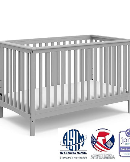 Storkcraft Hillcrest 4-in-1 Convertible Crib (Pebble Gray) - Converts to Daybed, Toddler Bed, and Full-Size Bed, Fits Standard Full-Size Crib Mattress, Adjustable Mattress Support Base - LeafyLoom