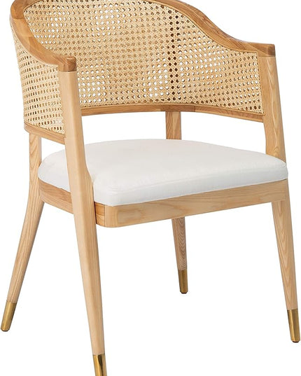 Safavieh Couture Home Collection Rogue Natural Rattan Living Room Dining Accent Chair (Fully Assembled) SFV4106B - LeafyLoom