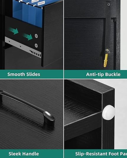 YITAHOME Wood File Cabinets, Heavy Duty Garage Tool Cabinets with Doors & Adjustable Shelves, Big Storage Filing Lockers for Home Office, Living Room, Pantry, Gym, Basement, Warehouse, Black - LeafyLoom