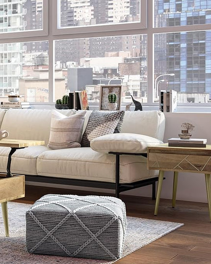 SIMPLIHOME Jager Contemporay Mid Century 22 Inch Wide Metal Side Table in Natural, for The Living Room and Bedroom - LeafyLoom