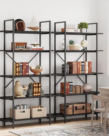 GAOMON 5 Tier Bookshelf, 67.9” Book Shelves for Living Room, Large Bookcase with 5 Open BookShelves, Display Shelves for Home Office, Study Room, Living Room, Bed Room-Black - LeafyLoom