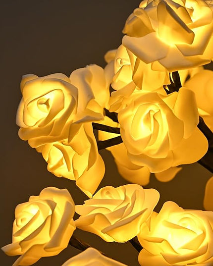 Rose Flower Tree Lamp, Led Rose Table Lamp Gift for Teens Girls Mother Home , Battery Powered, Romantic Tabletop Night Lighting for Bedroom Living Room Party Wedding Valentine's Day Desk Decor - LeafyLoom