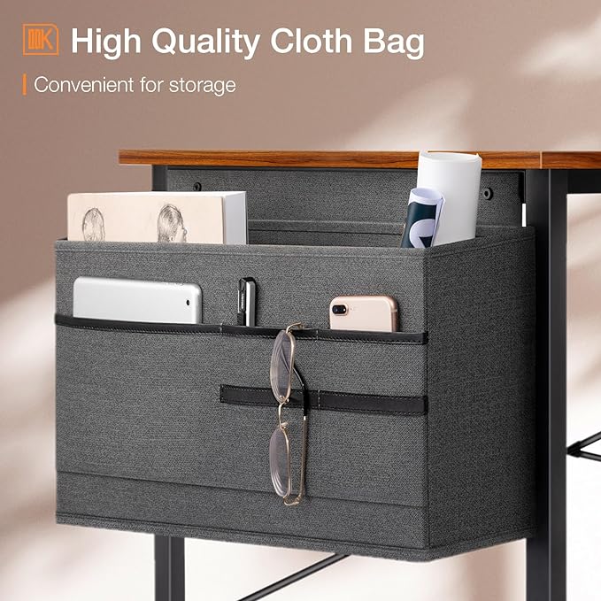 ODK Computer Desk, 40 Inch Small Study Desk, Office Desk with Storage, Work Table with Headphone Hook for Small Space Home Office, Deep Brown - LeafyLoom