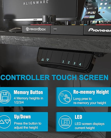 Monomi Height Adjustable Electric Standing Desk, 55 x 28 Inches Stand up Desk, Sit Stand Home Office Computer Desk(Black Frame+Marble Black Top) - LeafyLoom