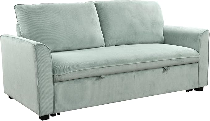 3 in 1 Oversized Convertible Loveseat Sleeper Sofa Bed,Soft Corduroy Upholstered Queen Love Seats Sofabed W/Pull Out Sleep Couch,Comfortable Cushions and Padded Armrests for Living Room - LeafyLoom