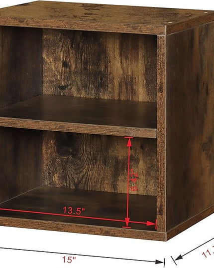 Magic DIY Cube Storage Organizer Stackable Cubes for Home Books Clothes Toy -Modular Cubby Storage System -Stackable Storage Cubes-Bookcase Closet (Antique brown, 1 Layer Cube) - LeafyLoom