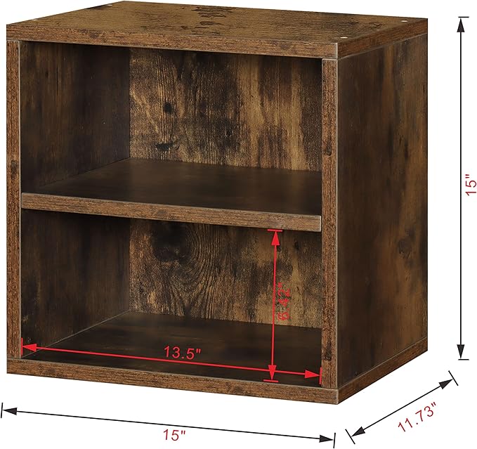 Magic DIY Cube Storage Organizer Stackable Cubes for Home Books Clothes Toy -Modular Cubby Storage System -Stackable Storage Cubes-Bookcase Closet (Antique brown, 1 Layer Cube) - LeafyLoom