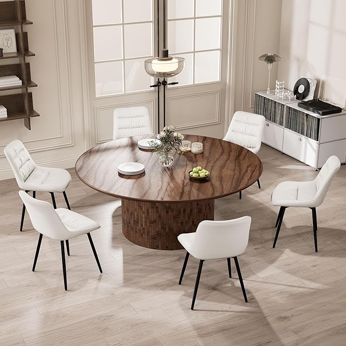 Kidol & Shellder Modern Dining Chairs Set of 2 Kitchen & Dining Room Chairs Upholstered Accent Chair Living Room Chairs Kitchen Chairs Comfy Chair for Bedrooms Waiting Room Home(White) - LeafyLoom