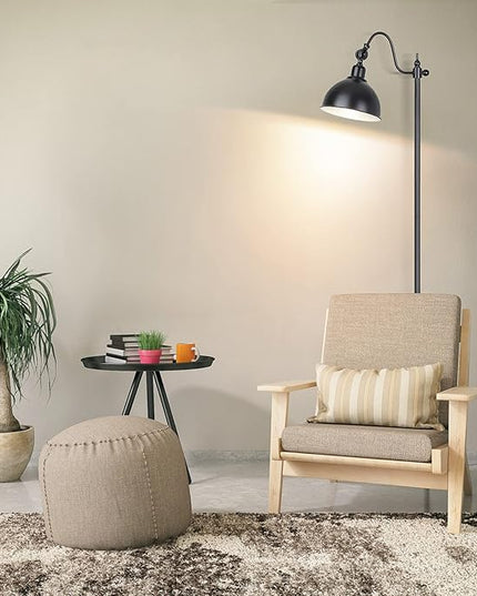 Mlambert Industrial Floor Lamp,63” LED Standing Lamp Modern with 11W A19 LED Bulb,Adjustable Head,Foot Switch,Metal Lamp for Livingroom,Stand Light - LeafyLoom