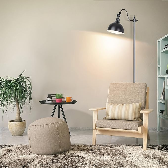 Mlambert Industrial Floor Lamp,63” LED Standing Lamp Modern with 11W A19 LED Bulb,Adjustable Head,Foot Switch,Metal Lamp for Livingroom,Stand Light - LeafyLoom