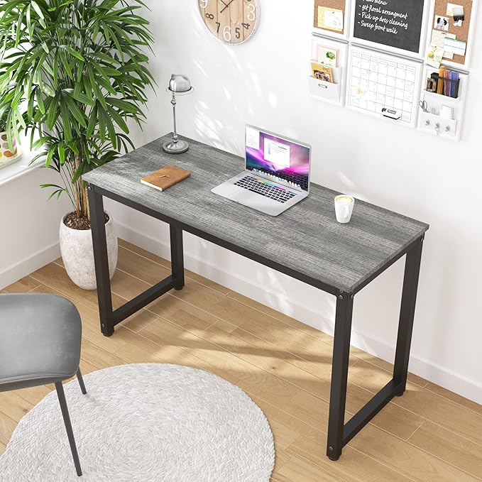 47 Inch Small Space Computer Desk, Home Office Desk, Heavy Duty Multipurpose Table, Study Desk Workstation, Gray - LeafyLoom