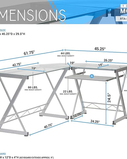 NicBex Laik-DW-00048-DX Desks, 61.75" W x 45.25" D x 29.5" H, White - LeafyLoom