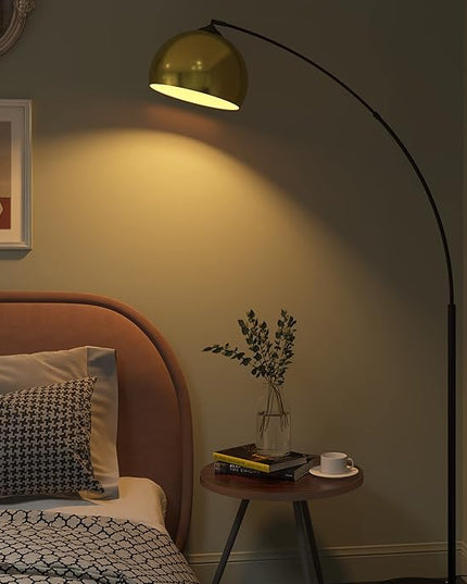 GETINLIGHT 66" Modern Antique Brass Arc Floor Lamp with Inner Gold Metal Shade and Black Marble Base, LED Bulb Included, IN-0806-1-AG - LeafyLoom
