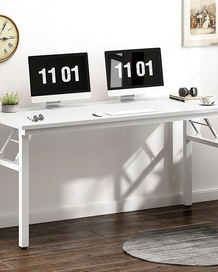 Need 55 inches Computer Desk Office Desk Folding Table with BIFMA Certification Computer Table Workstation,White AC5DW-140 - LeafyLoom